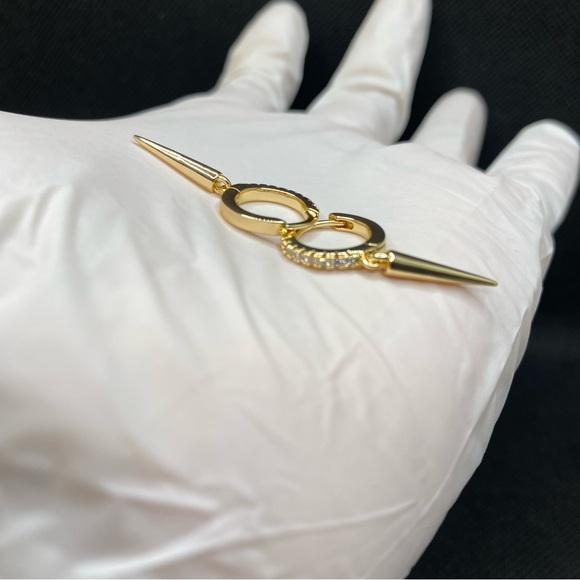 Spike Gold Gothic Earrings - Picture 12 of 12